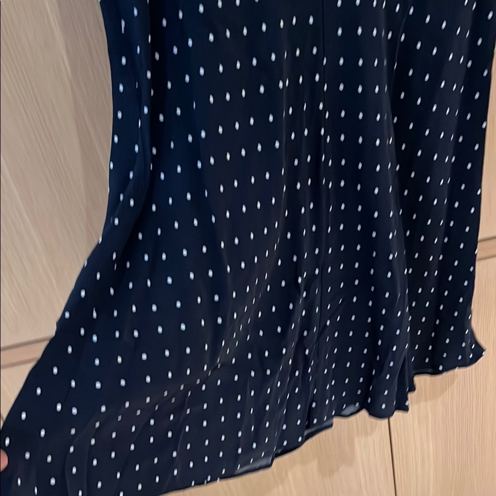 LOFT Blue Ruched Ruffled Midi Sundress - Picture 5 of 13